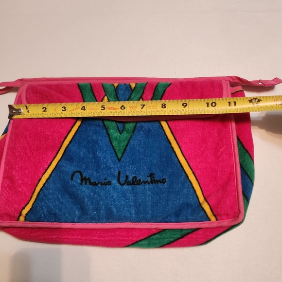 Vintage Mario Valentino Terry Cloth Pink and Blue Women's Cosmetic Bag, EUC - Picture 3 of 8